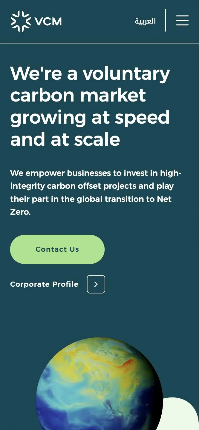 VCM · Voluntary Carbon Market on a phone